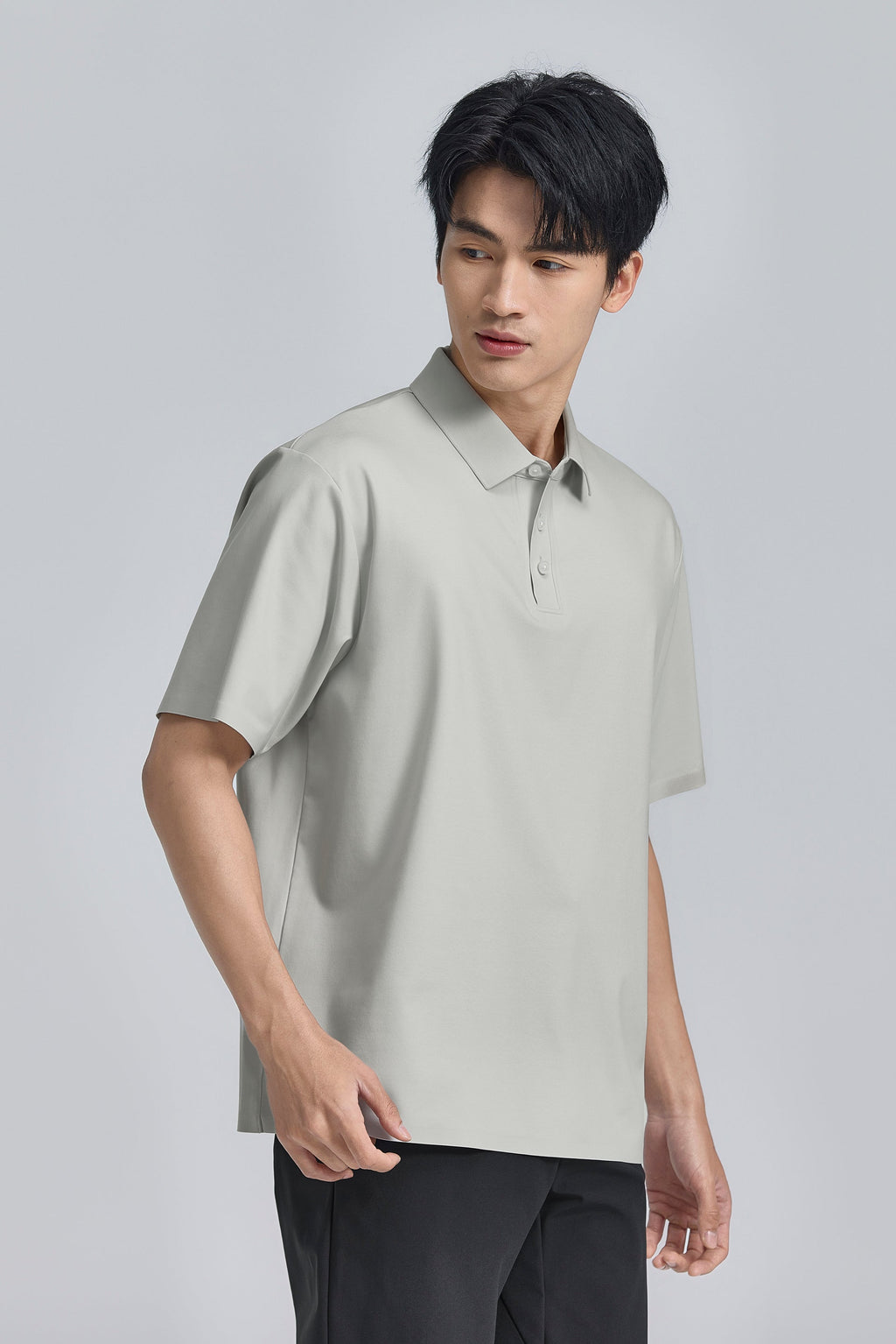 Polo en tissu contrecollé | Gris clair GYFL01