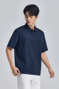 Polo en maille extensible sans coutures – Marine