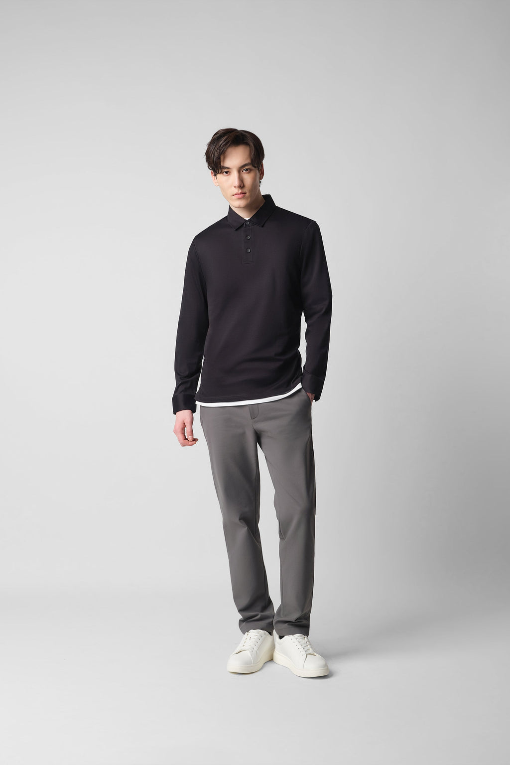 Polo manches longues | Noir BKFD01