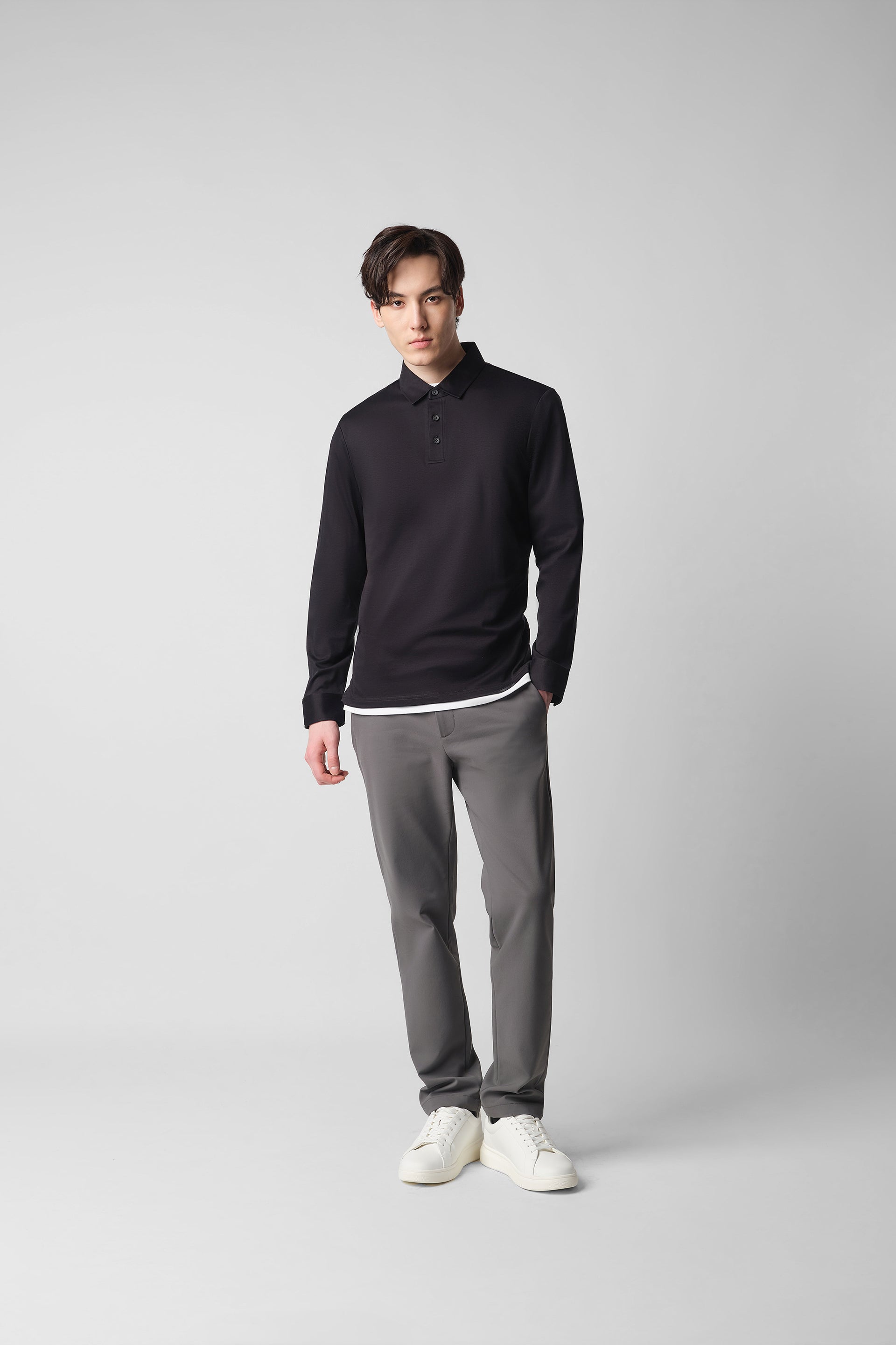 Polo manches longues | Noir BKFD01
