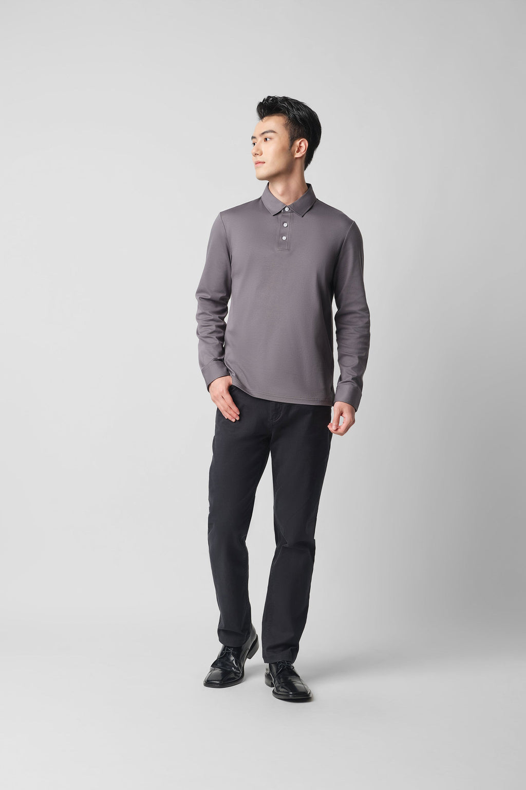 Polo manches longues | Gris GYE149
