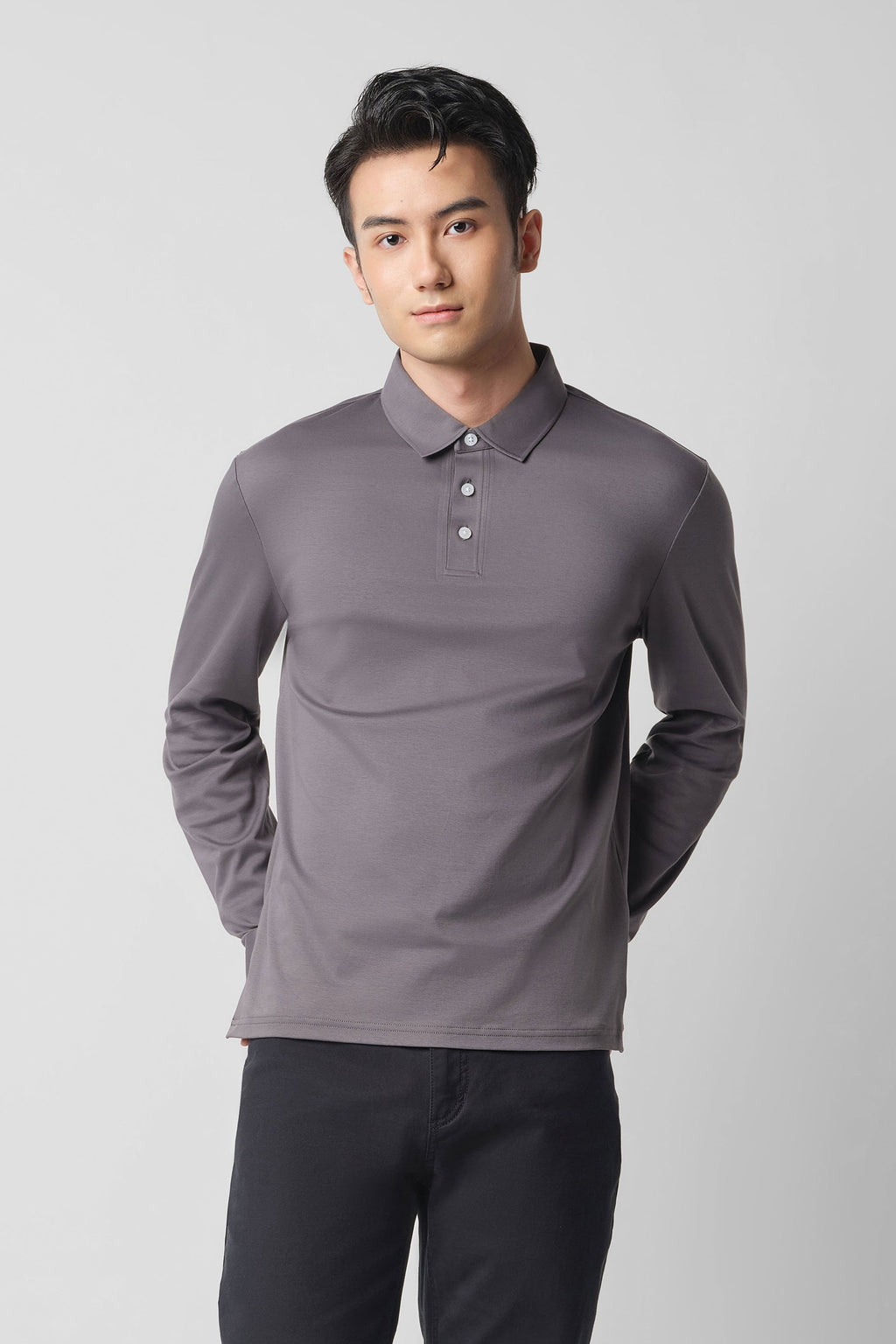 Polo manches longues | Gris GYE149