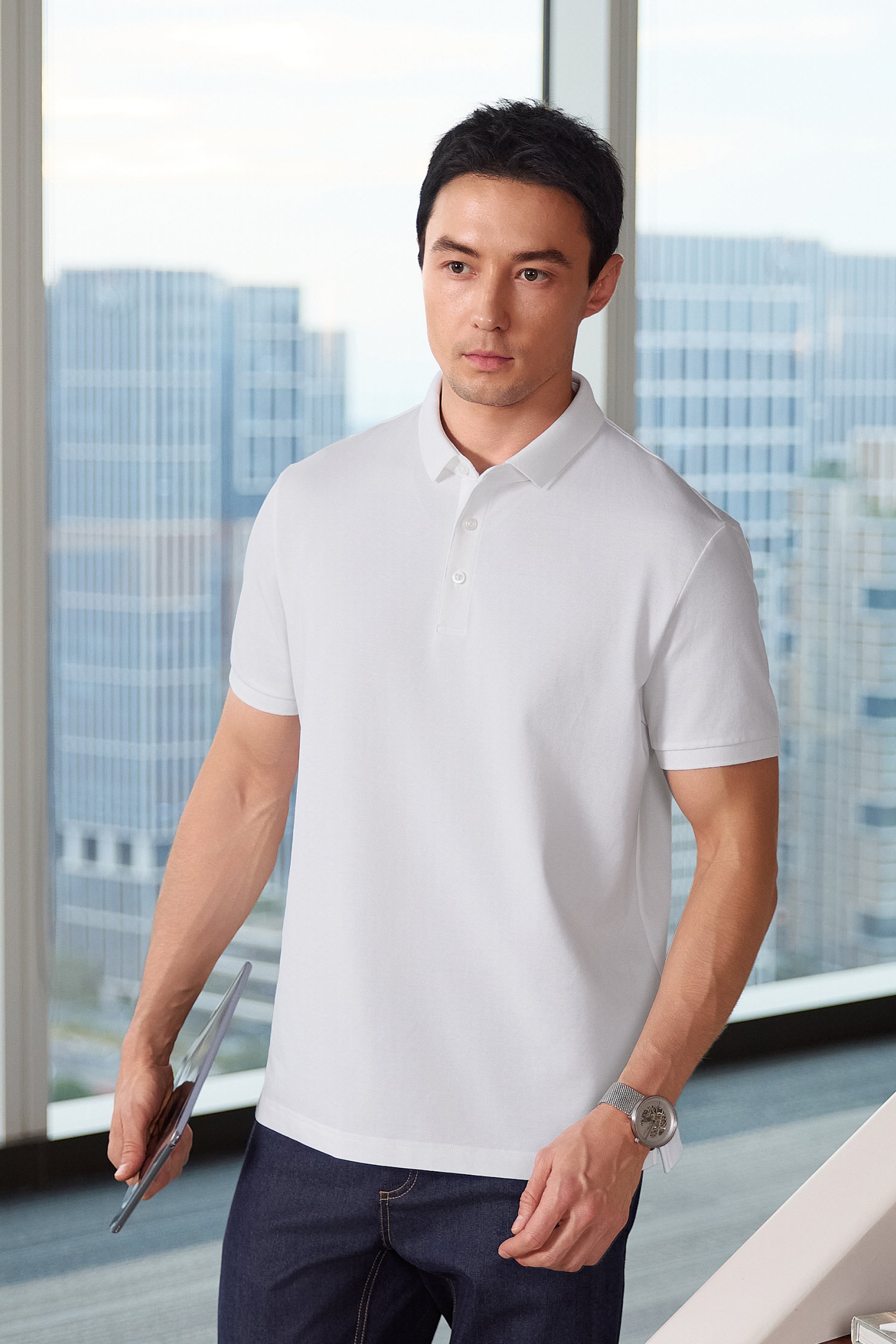 Polo piqué 3 boutons | Blanc WH001Z