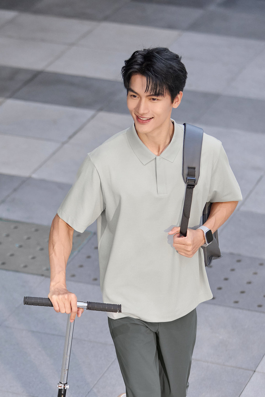 Polo zippé | Gris GYE128