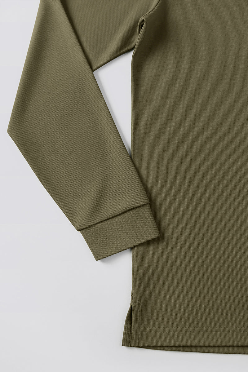 Polo piqué à manches longues | Olive GNE474