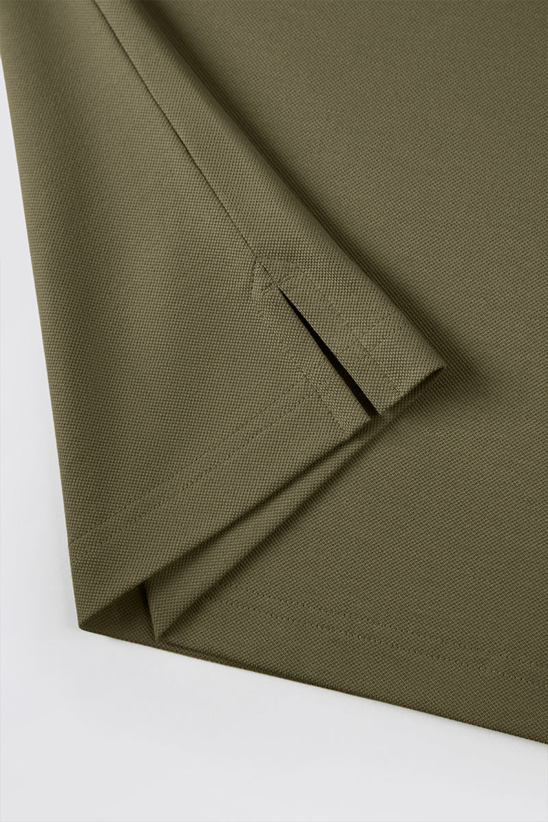 Polo piqué à manches longues | Olive GNE474