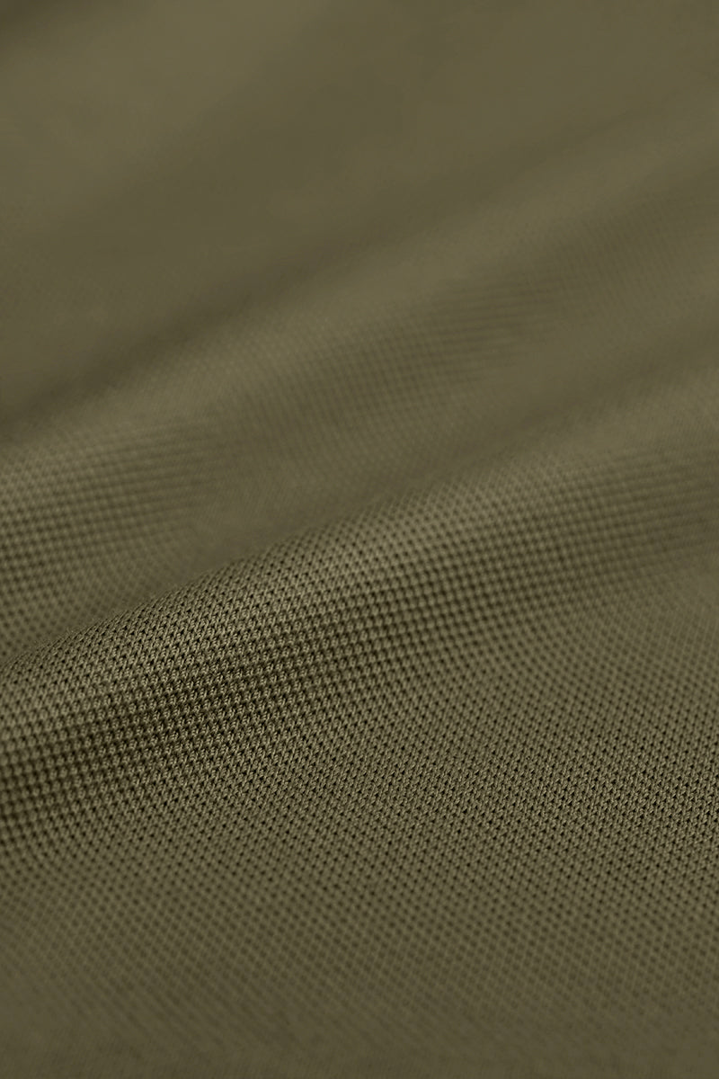 Polo piqué à manches longues | Olive GNE474