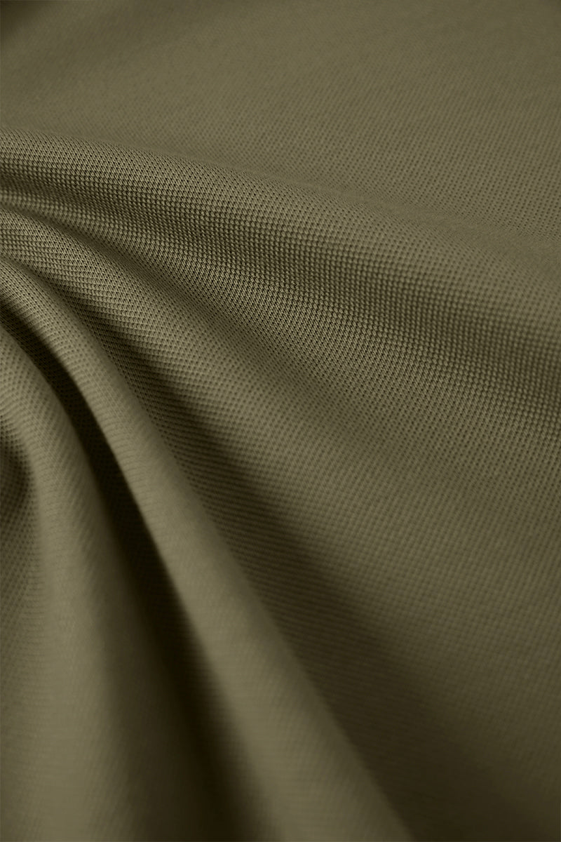 Polo piqué à manches longues | Olive GNE474