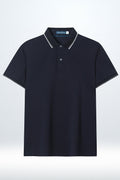 Polo piqué à rayures | Marine NNY096