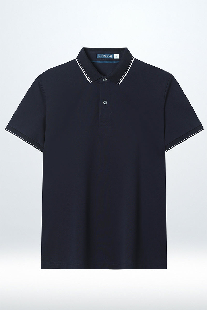 Polo piqué à rayures | Marine NNY096