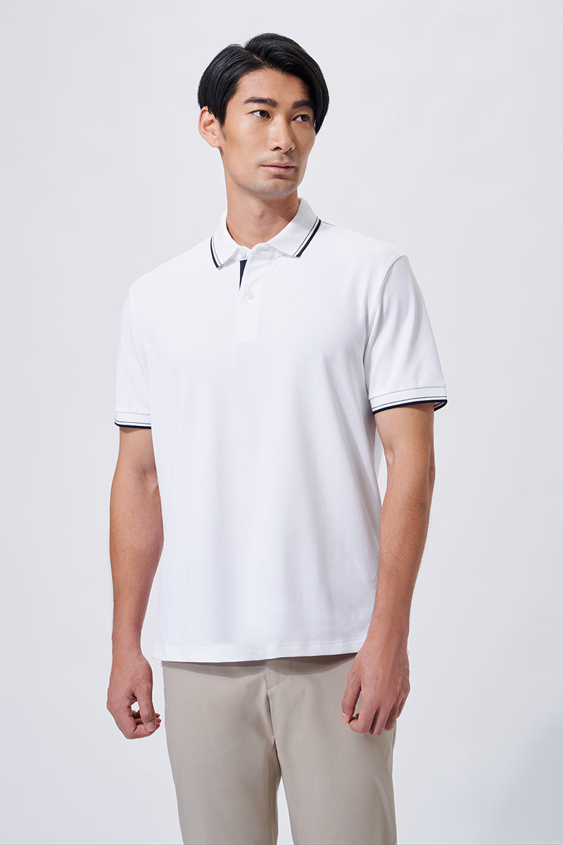 Polo piqué liseré | Blanc WH001Z