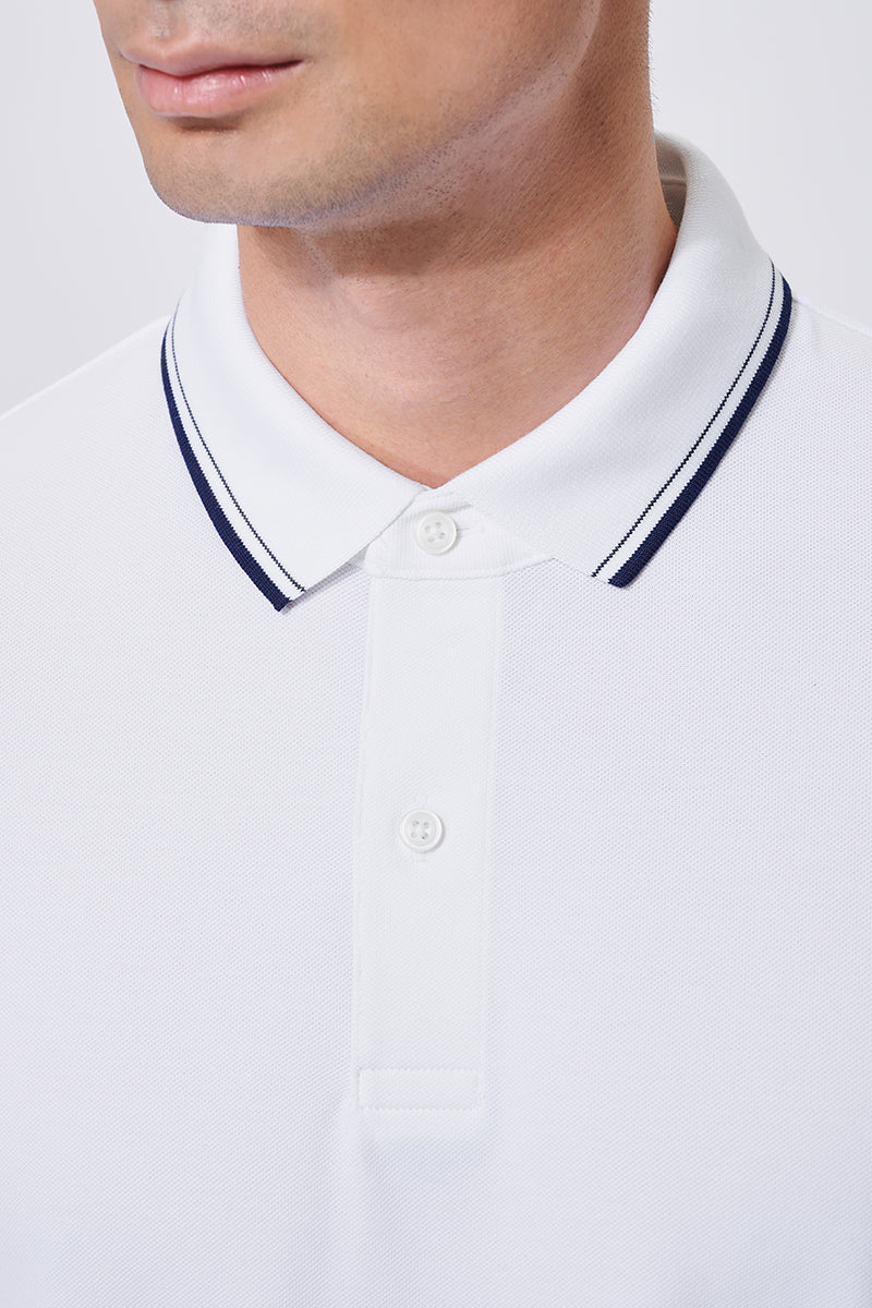 Polo piqué liseré | Blanc WH001Z