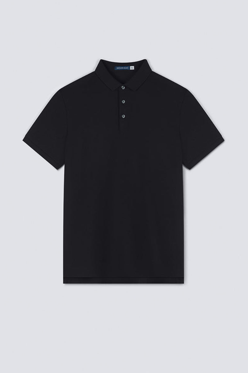 Polo piqué à 3 boutons | Noir BKFD01