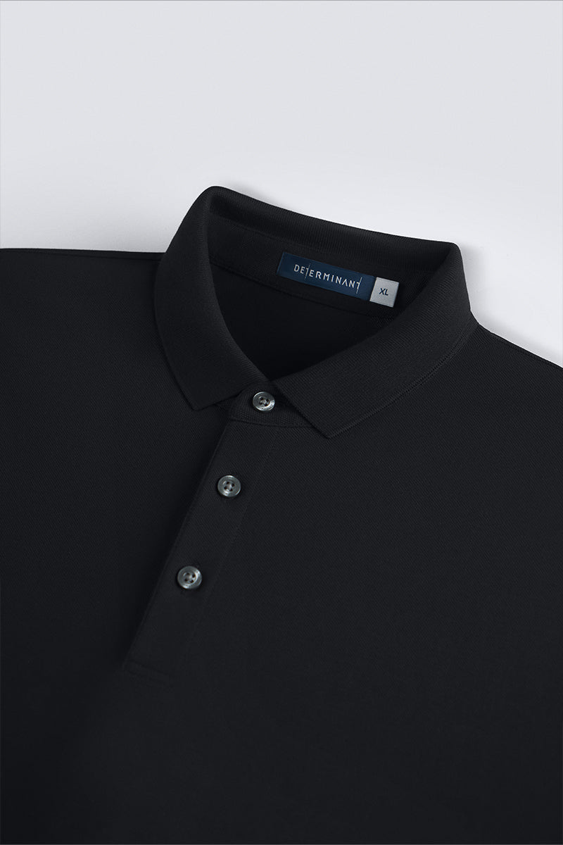 Polo piqué à 3 boutons | Noir BKFD01