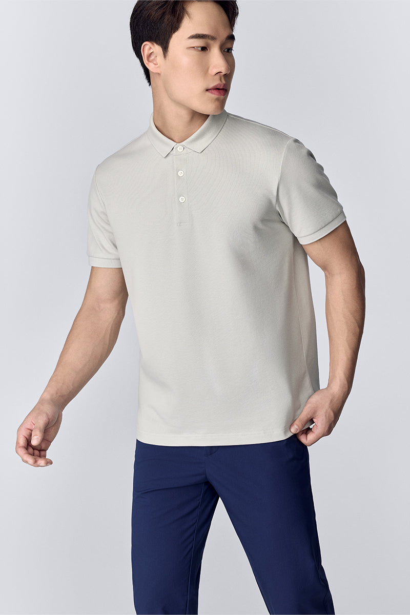 Polo piqué 3 boutons | Gris clair GYFL01