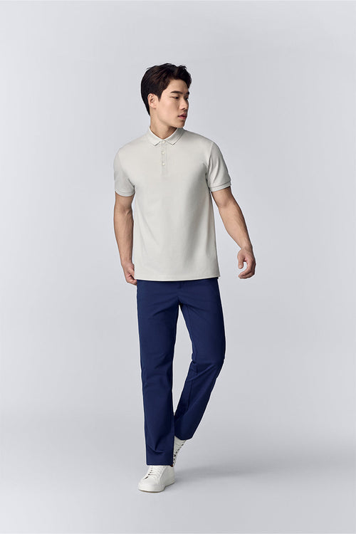 Polo piqué 3 boutons – Gris clair