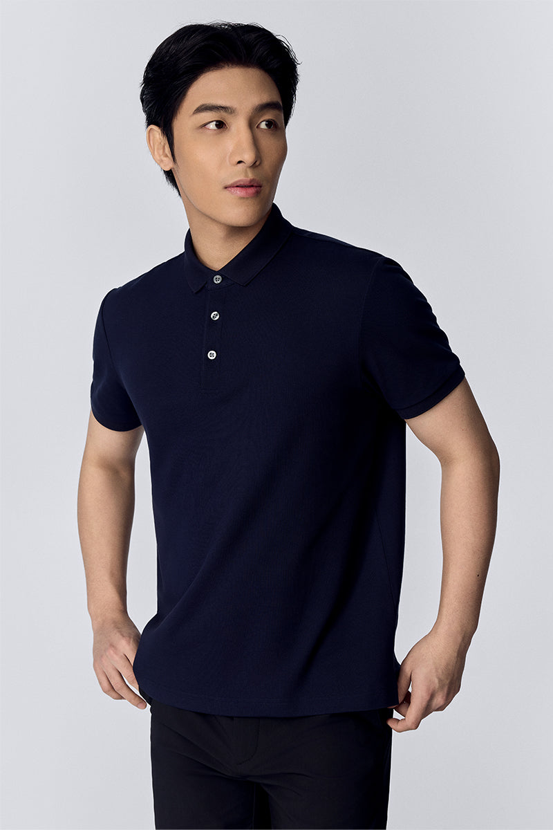 Polo piqué 3 boutons | Bleu marine NNY096