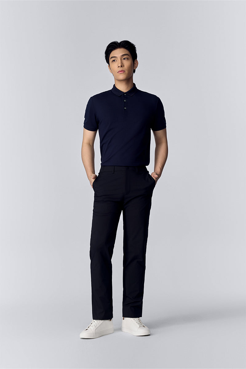 Polo piqué 3 boutons | Bleu marine NNY096