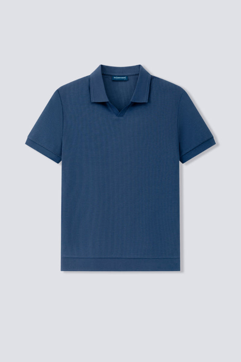 Polo sans boutons en maille gaufrée | Bleu marine PT4026