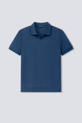 Polo sans boutons en maille gaufrée | Bleu marine PT4026