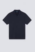 Polo sans boutonnage en maille gaufrée | Bleu marine NNY096