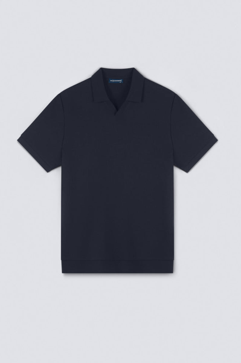 Polo sans boutonnage en maille gaufrée | Bleu marine NNY096