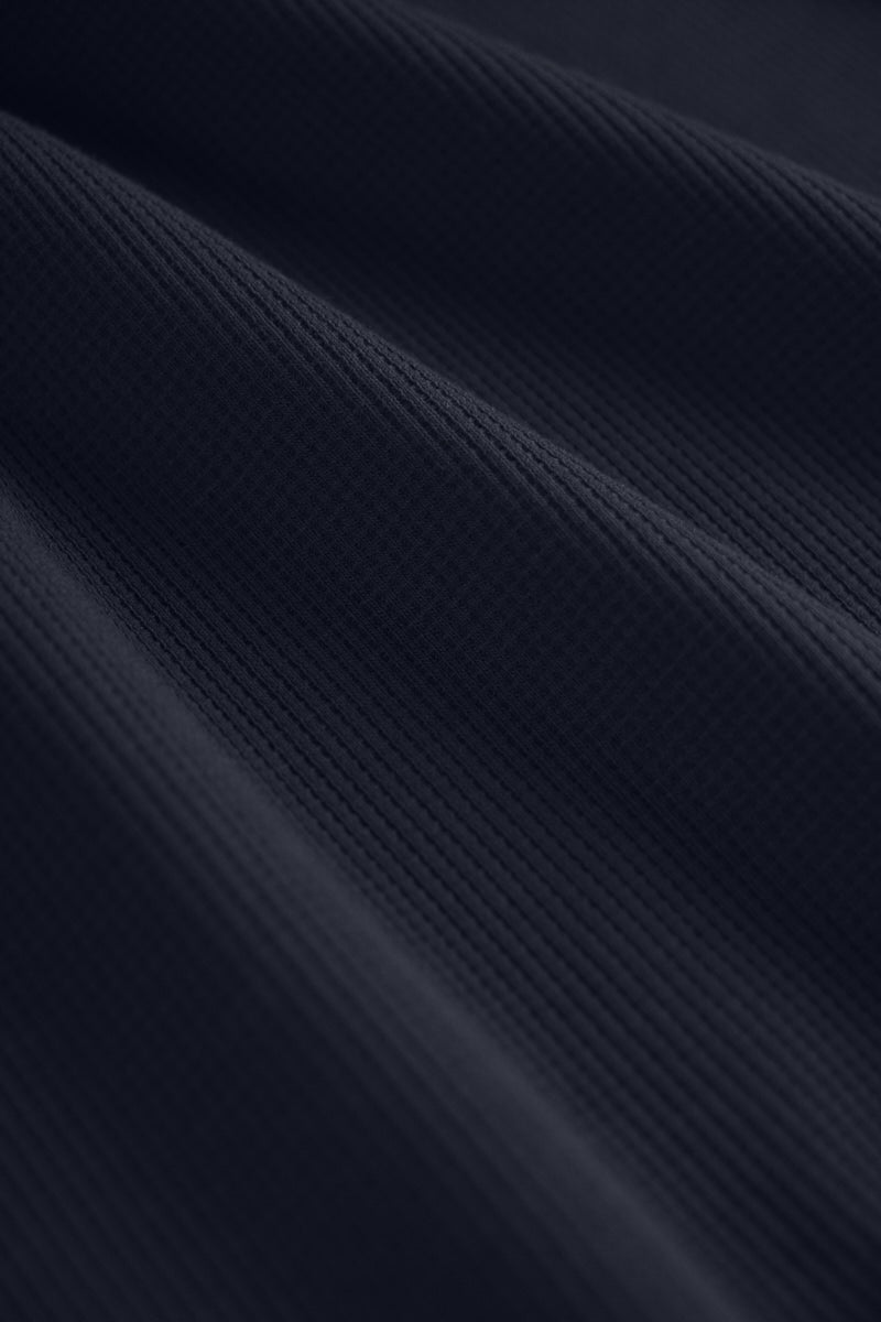 Polo sans boutonnage en maille gaufrée | Bleu marine NNY096