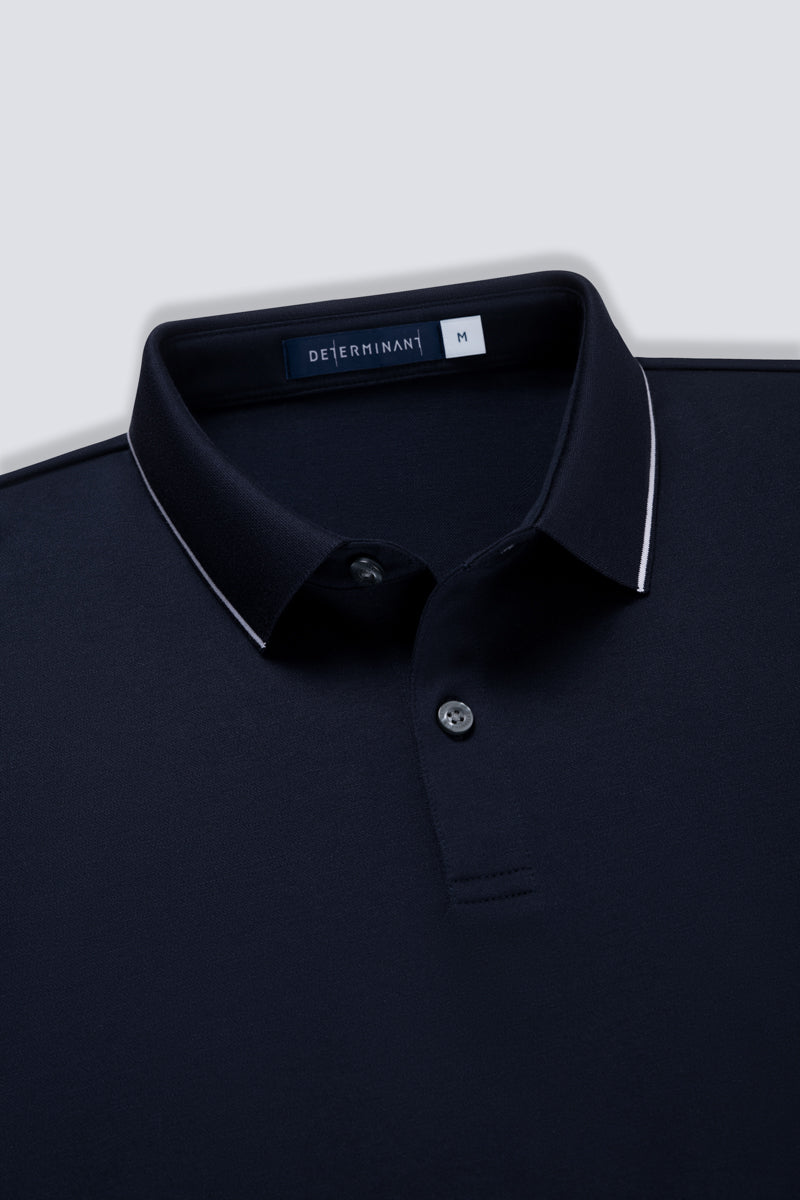 Polo en piqué ultra-doux avec liseré | Bleu marine NNY096