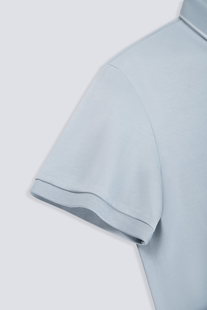 Polo piqué ultra-doux à pointes | Bleu gris BLE251