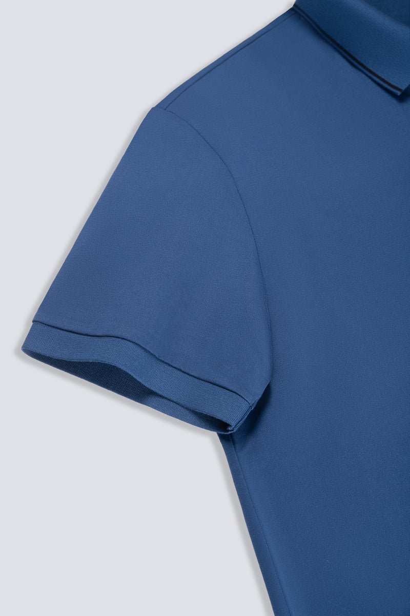 Polo en piqué ultra-doux avec liseré | Bleu NYE075