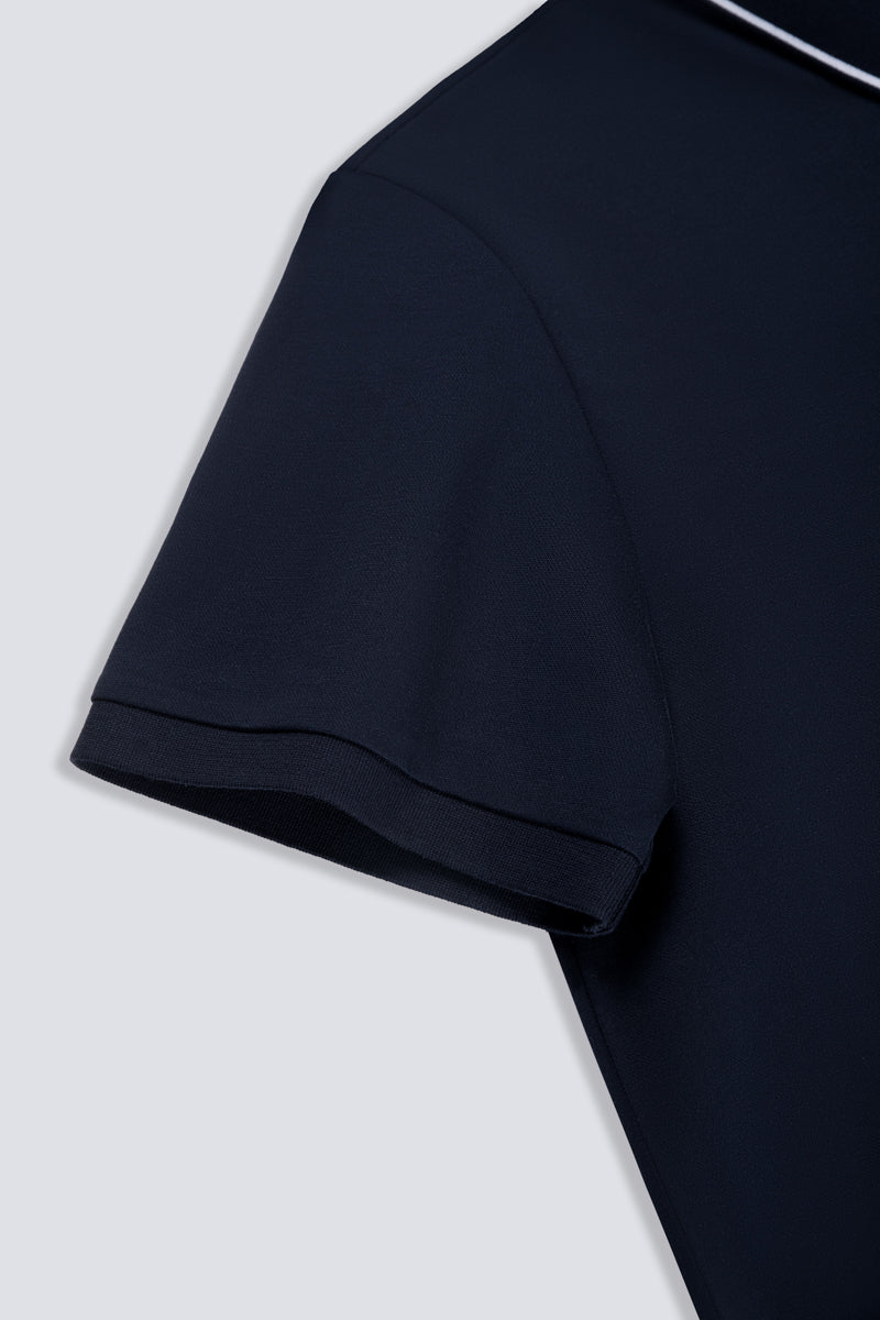Polo en piqué ultra-doux avec liseré | Bleu marine NNY096