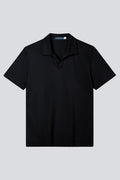 Polo sans boutons en piqué | Noir BKFD01
