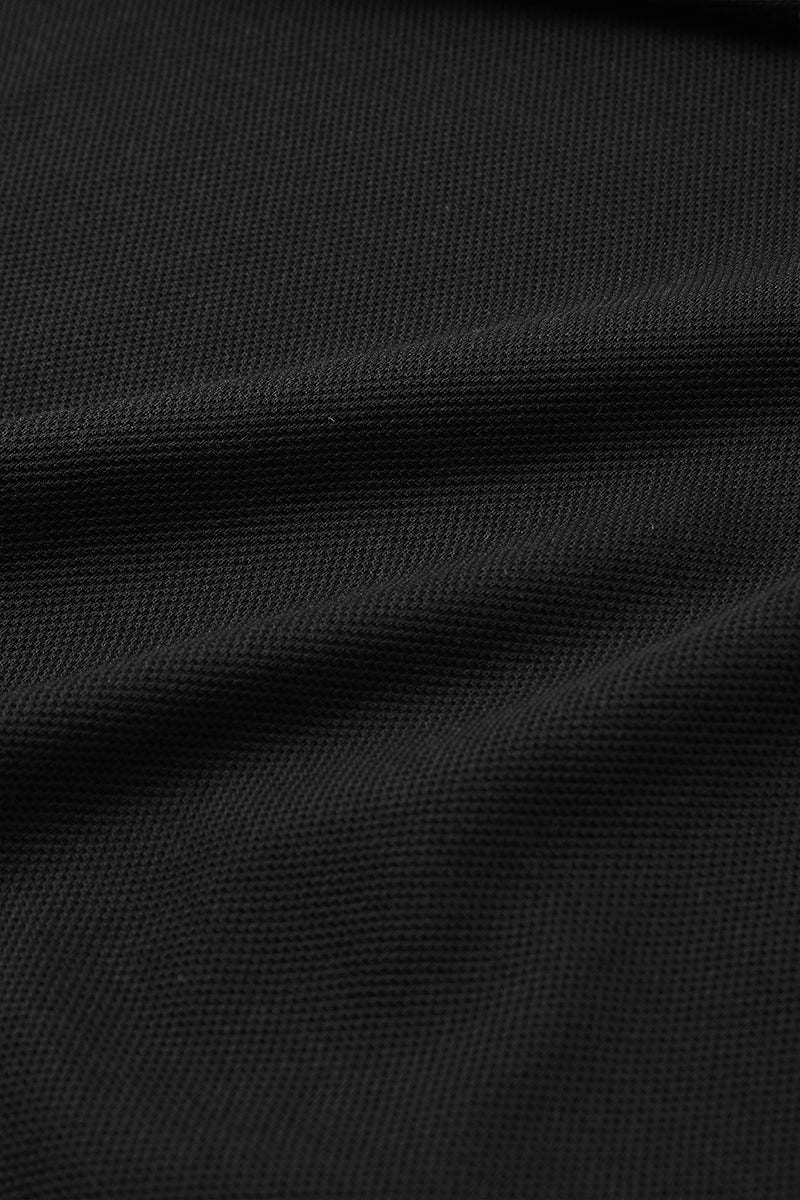Polo sans boutons en piqué | Noir BKFD01